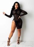 EVE Mesh Zipper Long Sleeve Nighclub Dress GFMA-2069