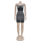 EVE Mesh Hot Drill Sleeveless Mini Dress BY-6368