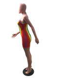 EVE Rainbow Vertical Striped Camisole Dress SHA-86043