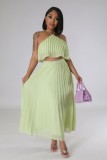 EVE Sexy Halter Top Pleated Long Skirt Two Piece Set GYLY-10090