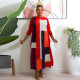 EVE Color Block Print 3/4 Sleeve Maxi Dress YF-10500