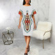 EVE Fashion Print Short Sleeve Midi Dress SMR-11979