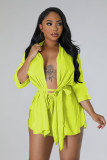 EVE Fashion Solid Half Sleeve Cardigan And Shorts Two Piece Set YD-8747