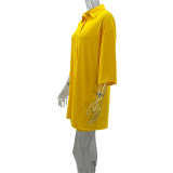 EVE Casual Solid Color Lapel Long Shirt Shorts Suit GYLY-9908