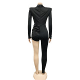 EVE Fashion Sexy Solid Tight Long Sleeve Irregular Jumpsuit BY-5813