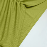 EVE Solid Color Halter Backless Drawstring Mini Dress ME-8381