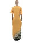 EVE Slash Shoulder V Neck Print Loose Maxi Dress JRF-3740