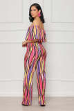 EVE Fashion Print One Shoulder Tops Two Piece Pants Set WSM-5344