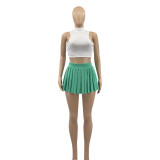 EVE Sexy Sleeveless Pleated Mini Skirt 2 Piece Sets ANDF-1356
