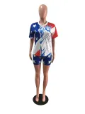 EVE Fashion Print Short Sleeve Shorts Two Piece Set OM-1627