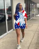 EVE Fashion Print Short Sleeve Shorts Two Piece Set OM-1627