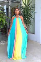 EVE Sleeveless Multicolor Loose Pleated Maxi Dress GYLY-10132