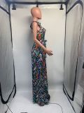 EVE Plus Size Print Sleevelesss Maxi Dress(With Waist Belt) GDNY-2225