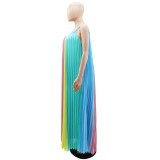 EVE Sleeveless Multicolor Loose Pleated Maxi Dress GYLY-10132