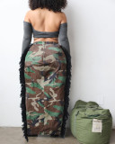 EVE Camouflage Print Tassel Slit Skirts ZSD-0594