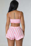 EVE Sexy Stripe Ribber Two Piece Shorts Set YD-8749