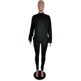 EVE Solid Middle Collar Long Sleeve Sweatshirt DAI-5813