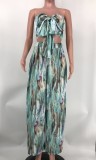 EVE Sexy Print Tube Tops And Wide Leg Pants Two Piece Set XMY-9426