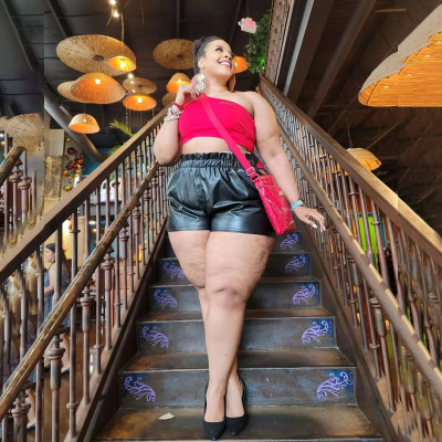EVE Plus Size Solid Color PU Leather Short MWDF-8508