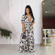 EVE Casual Print Half Sleeve Tie Up Loose Two Piece Pants Set SFY-2323