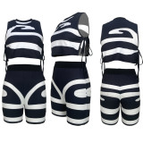 EVE Sleeveless Print Bandage Vest And Shorts 2 Piece Set MDF-5375