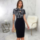 EVE Fashion Print Short Sleeve Slim Midi Dress SMR-11867_1