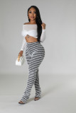 EVE Knitted Striped High-waisted Micro Flared Pants OSM-4400
