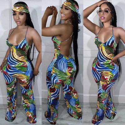 EVE Geometric Print Sling Backless jumpsuit(With Headscarf) OD-8575