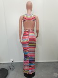 EVE Sleeveless Colorful Print Slit Maxi Dress BGN-297