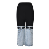EVE Fashion Splice Denim Straight Leg Pants LMDF-17A2013H