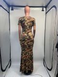 EVE Plus Size Camouflage Print Fishtail Maxi Dress GDNY-2227
