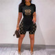 EVE Fashion Print Slit Tops And Shorts Two Piece Set SHD-8058