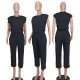 EVE Solid Color Casual Two Piece Pants Set YD-8753