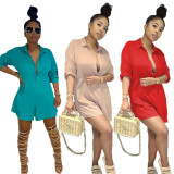 EVE Solid Color Long Sleeve Romper LUO-6609