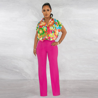 EVE Print Shirts And Straight Pants Two Piece Set YF-10538