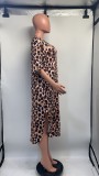 EVE Leopard Print Half Sleeve Loose Midi Dress GDNY-2231