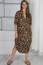 EVE Leopard Print Half Sleeve Loose Midi Dress GDNY-2231