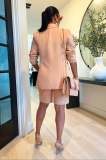 EVE Solid Long Sleeve Blazer Coat And Shorts Two Piece Set AIL-245