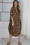 EVE Leopard Print Half Sleeve Loose Midi Dress GDNY-2231
