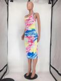 EVE Tie Dye Print Sleeveless Slim Midi Dress SMD-23007