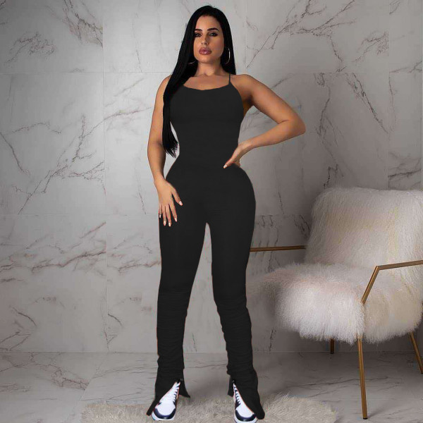 EVE Sexy Backless Bandage Pleated Jumpsuit NM-8814