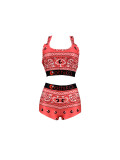 EVE Sexy Print Tight Vest And Shorts Two Piece Set FNN-8713