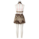 EVE Camouflage Bareback Face-up Pleated Skirt Set ZSD-0605