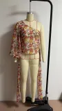 EVE Plus Size Fashion Print Single Shoulder Flare Sleeve Tops OD-8526