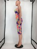 EVE Tie Dye Print Sling Backless Midi Dress SMD-23008
