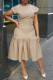 EVE Plus Size Fashion Short Sleeve Pleated Midi Dress OD-8579