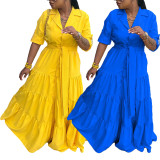EVE Solid Color 3/4 Sleeve Maxi Dress OD-8554