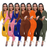 EVE Solid Long Sleeve Stacked Pants 2 Piece Sets ME-8185