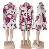EVE Plus Size Fashion Casual Print Short Sleeve Shirt Dress SSNF-211209-1