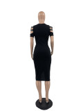 EVE Fashion Hot Drill Tie Up Irregular Dress JRF-3741